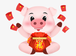 开心笑的新年福猪新年福猪卡通图高清图片