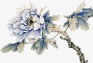 中秋节手绘蓝色花朵展板素材