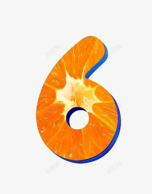 橙子字母数字6png免抠素材_新图网 https://ixintu.com 创意数字 橙子字母数字 水果