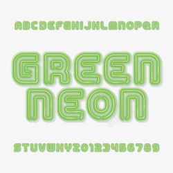 霓虹灯字母绿色英文字母数字闪光灯牌矢量图高清图片