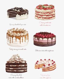 手绘巧克力草莓贴标水彩蛋糕高清图片