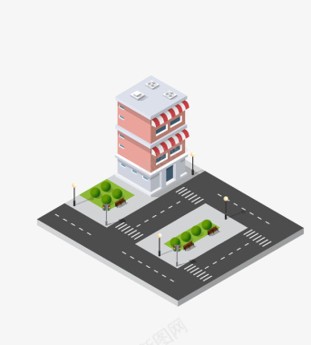 卡通房屋装饰插画广告扁平化图标图标