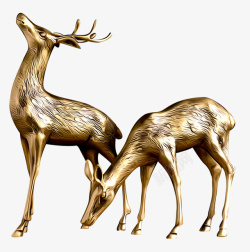 铜制铜制梅花鹿两只高清图片