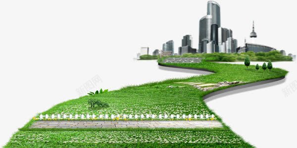 城市绿色文明创建绿色道路png免抠素材_新图网 https://ixintu.com 创建 城市 绿色文明 绿色道路 高楼大厦