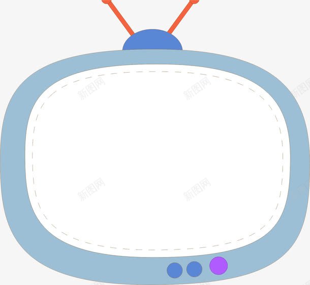 电视边框png免抠素材_新图网 https://ixintu.com AI 卡通 手绘 电视 线条 蓝色 边框