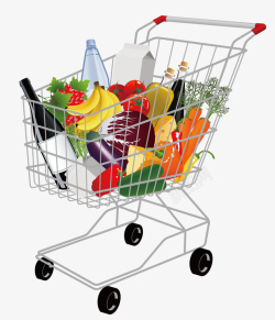 蔬菜水果超市购物车矢量图高清图片