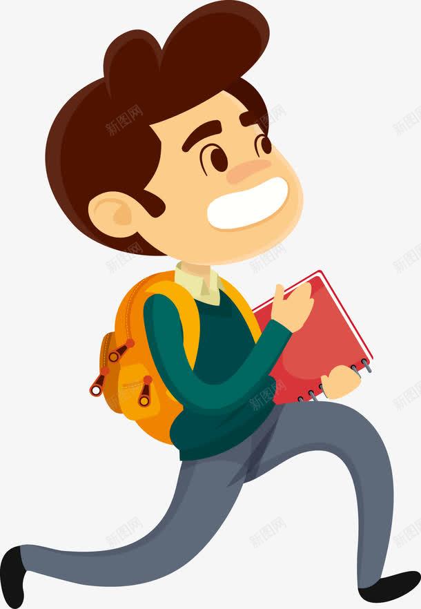 抱着书奔跑的男人图png免抠素材_新图网 https://ixintu.com 卡通儿童 卡通孩子 学生 孩子 抱着书的人 男孩 矢量学生