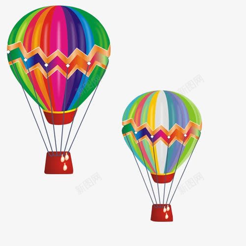 彩色热气球手绘画片psd免抠素材_新图网 https://ixintu.com 彩色气球 手绘色彩 热气球 观光工具 载人气球 飞天