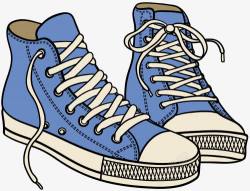 蓝色运动鞋手绘卡通帆布运动鞋高清图片