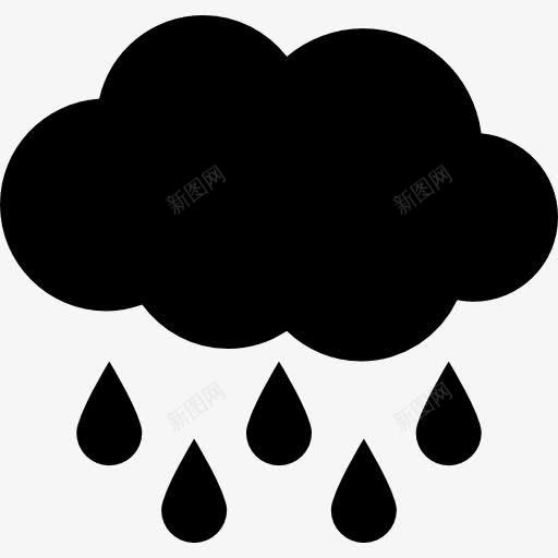雨的乌云随着雨滴落下图标png_新图网 https://ixintu.com 下雨 云 基本图标 天气 雨 风暴 黑