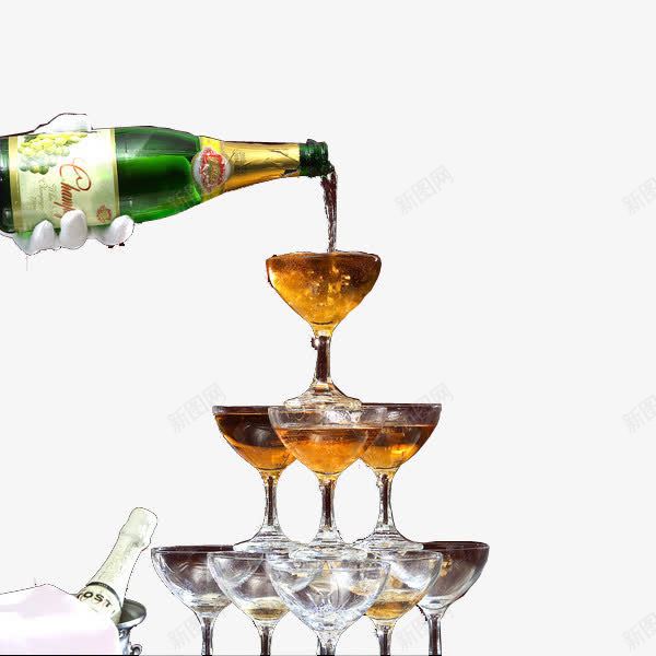婚庆香槟塔png免抠素材_新图网 https://ixintu.com 婚礼 西式 酒杯 香槟塔