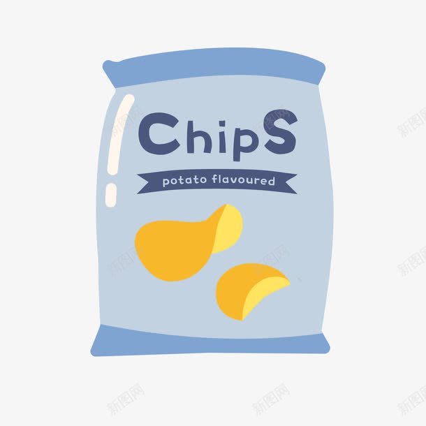 蓝色薯片卡通图标png_新图网 https://ixintu.com 光泽 卡通图标 字母 美味 英文 蓝色 薯片 薯片贴图 零食