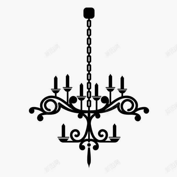 手绘欧式蜡烛吊灯矢量图图标ai_新图网 https://ixintu.com 吊灯剪影 吊灯矢量图 手绘复古吊灯 手绘蜡烛灯饰 欧式手绘灯饰 灯饰广告 黑色手绘吊灯 矢量图