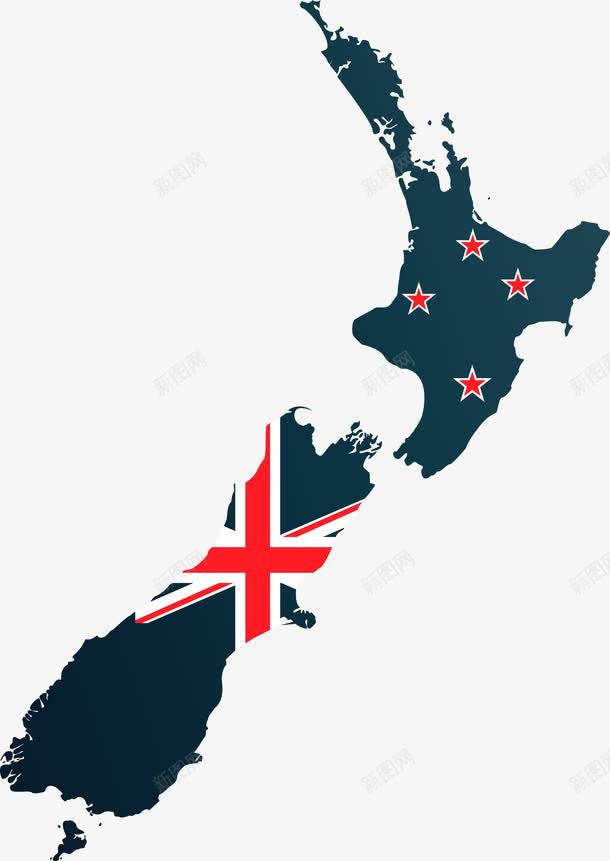 新西兰地图上的国旗png免抠素材_新图网 https://ixintu.com 五角星 国家 国旗 地图 新西兰 新西兰地图 新西兰标志性 绿色