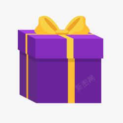 紫色的礼盒紫黄色卡通包装礼盒高清图片
