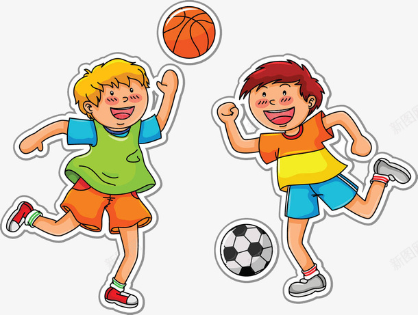 开心玩球的学生png免抠素材_新图网 https://ixintu.com 友好 奔跑 开心 微笑 打球 活泼 篮球 足球 运动