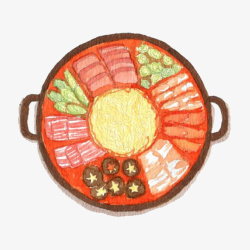 小锅PNG辣味的汤汁手绘火锅高清图片