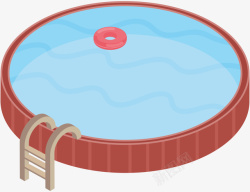 卡通手绘卡通游泳池素材