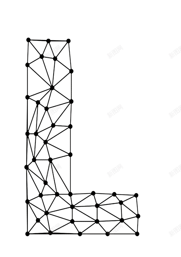 手绘几何线条L字母psd免抠素材_新图网 https://ixintu.com 平面海报设计元素 手绘几何线条L字母 简笔画 线条L