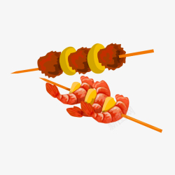 虾串装饰图卡通版美味的烤串高清图片