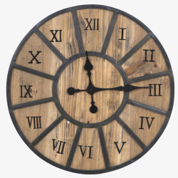 棕色时钟棕色木质带分割线的老式时钟实物高清图片