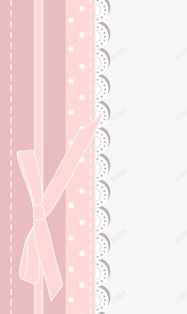 卡通粉色边框png免抠素材_新图网 https://ixintu.com 淡粉边框 白色蕾丝 粉色 背景装饰 蝴蝶结 边框