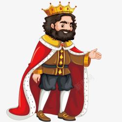 高贵王冠穿着红色披风的国王矢量图高清图片
