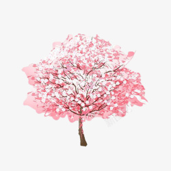 可爱手绘樱花树素材