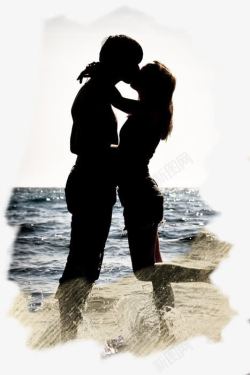 唯美浪漫H5素材h5情侣海边亲吻高清图片