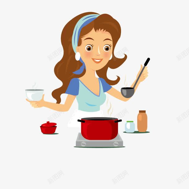 卡通厨房主妇png免抠素材_新图网 https://ixintu.com 主妇 卡通 厨房主妇 矢量厨房做饭