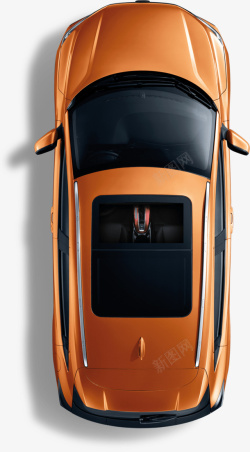 橘色小吃车橘黄色俯视角度轿车高清图片