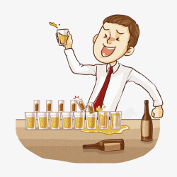 喝酒人物卡通插图喝醉的男人高清图片