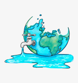 世界水日手抄报蓝色手绘地球图案高清图片