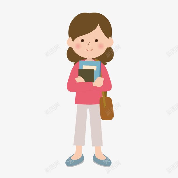 抱着书本的女学生png免抠素材_新图网 https://ixintu.com 书本 书籍 人物 卡通 女孩 学校 学生 简图