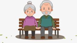 老人椅卡通坐在长椅上的夫妻高清图片