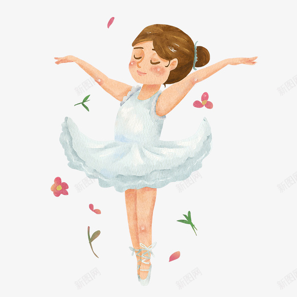 水彩手绘跳芭蕾舞的女孩png免抠素材_新图网 https://ixintu.com 手绘 水彩手绘跳芭蕾舞的女孩 跳舞的女孩 跳芭蕾的女孩