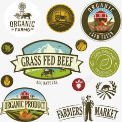 绿色食品标签矢量素材农产品标签图标高清图片