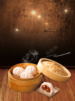 中国传统饮食文化美食包子海报高清图片