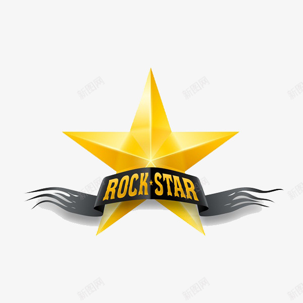 星星乐队logo图标png_新图网 https://ixintu.com 丝带 免抠星星 发光色的星星 星星乐队logo 标志 标识 渐变颜色