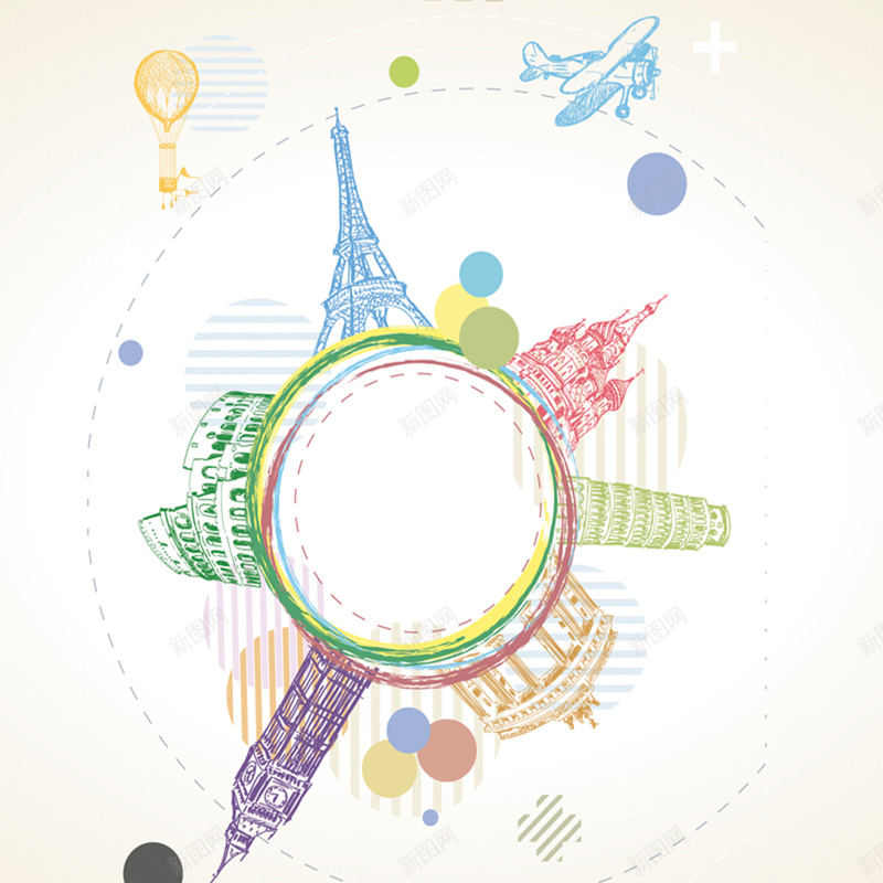 城市旅行彩色线描背景psd设计背景_新图网 https://ixintu.com 卡通 城市 彩色 手绘 旅行 热气球 童趣 素材 线描 背景 飞机