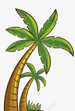 卡通黑色线条沙滩植物椰子树素材