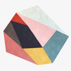 浅色绒毛地毯多色方形花纹北欧地毯高清图片