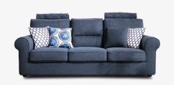 三人位沙发欧式简约蓝色三人沙发高清图片