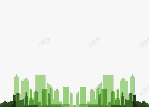 城市png免抠素材_新图网 https://ixintu.com 城市 底纹 建筑 简笔画 绿色 背景