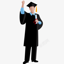 毕业成绩和学士帽插画男大学生毕业插画高清图片