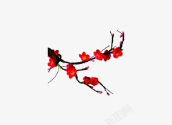 一枝红梅梅花红色简约高清图片