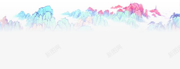 山水主题年画png免抠素材_新图网 https://ixintu.com 主题 图片 山水 年画