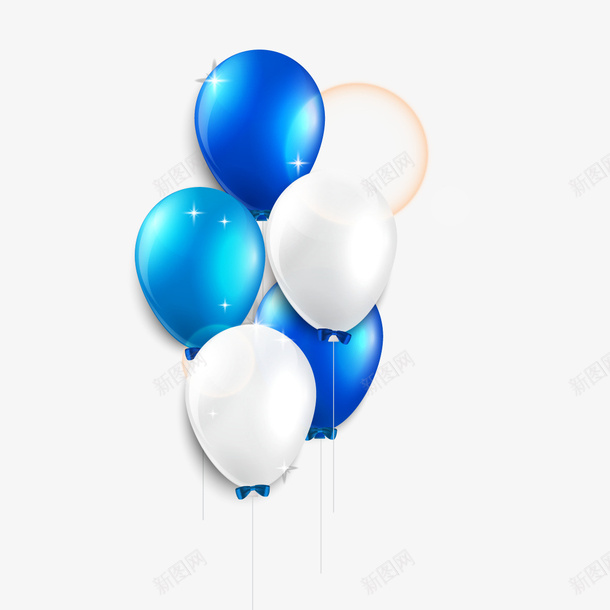 蓝白色质感气球png免抠素材_新图网 https://ixintu.com 有质感 气球 清透 白色 蓝色