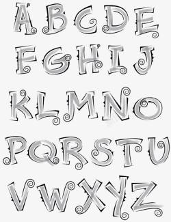 天猫26个英文字体可爱手绘英文字体高清图片