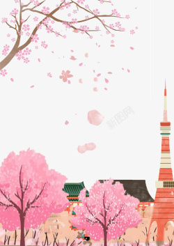 浪漫的旅行古典日本春游樱花节海报装饰高清图片